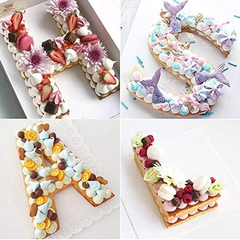 RAYNAG 26 Alphabet Cake Stencils A-Z Letters Baking Template Flat Plastic Cutting Alphabetic Outlines Mold 4 Inch Capital Letter Molds for DIY Cak...