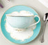 Jusalpha® Vintage Blue Bone China Teacup Coffee Cup Spoon and Saucer Set (FL-TCS01)...