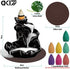 DK177 Waterfall Incense Holder Backflow Cone Ceramic Burner Handcrafted Porcelain Censer Incense Stick Stand with 20 Free Cones...