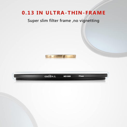 72mm ND1000 Filter, Slim 10-Stop Fixed Neutral Density ND Filter 72mm for Camera Lens...