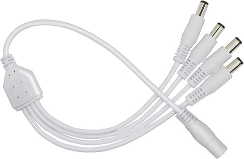 Security-01 2-Pack 1 to 4 Way DC Power Splitter Cable, Plug 5.5mm x 2.1mm, for CCTV Camera, LED Strip Light and More,White...