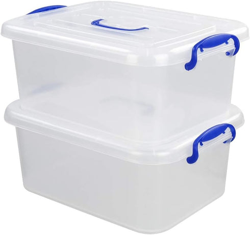 8 Liter Clear Plastic Storage Bins, 2 Packs Storage Boxes with Lids...