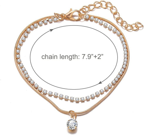 2-5 Pcs Anklet for Women 14K Gold Plated Anklets Snake Chain Cute Bead Cuban Chain Tennis Link Layered Anklets Bracelets Summer Beach Foot Jewelry...