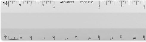 Alumicolor Architect 6 inch Ruler Scale w/ 4 Bevel for Drawing, Drafting & Engineering, Calibrations Divided by (1/8, 1/4), (1/2, 1), (3/8, 3/4), ...