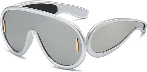 PORADAY Fashion Wave Mask Sunglasses for Women Men Trendy Oversized Sun Glasses Luxury Designer Y2K Punk Shades...