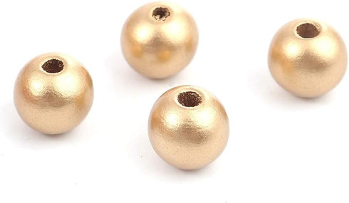365 Metallic Gold Wood Beads Bulk 12mm Round Wood Bead with 2.6mm Hole...