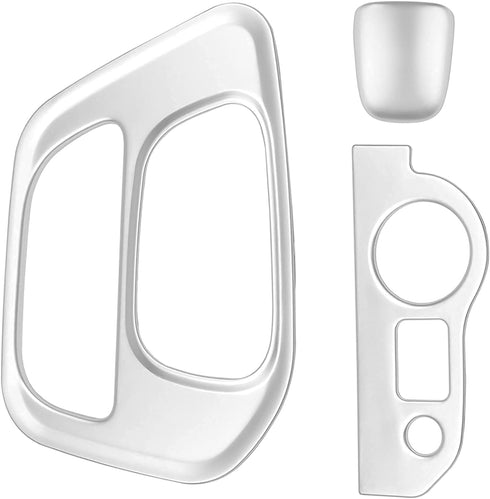 Gear Shift Panel Cover Trim &Gear Shift Knob Cover & Headlight Switches Button Cover Trim Compatible for Dodge Challenger 2015 up, ABS 3pcs(Silver...