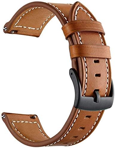 Compatible for Garmin Vivoactive 4S Band, 18mm Silicone+Leather+Stainless Steel Band for Garmin Vivomove 3S 39mm, Fossil Women's Gen 5E 42mm/Sport...
