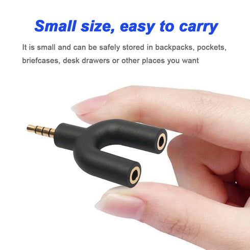 Headphone Audio Y-Splitter Adapter, 3.5mm Male Stereo Jack to 2 Port 3.5mm Female Adapter, Adapter Compatible with Headset, Earphone, for iPhone, ...