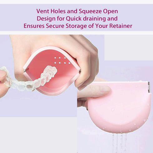 Retainer Case with Vent Holes Slim Silicone Cute Retainer Holder Portable Thin Braces Case Compatible with Invisalign Travel Denture Night Mouth G...