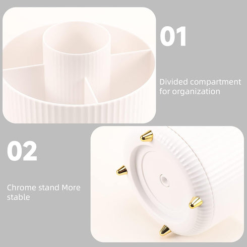 360 Rotating Makeup Organizer Desktop Lazy Susan Cosmetic Desk Storage Container Makeup Brush Holder for Eyeshadow Brush Lipstick Holder Pen Holde...