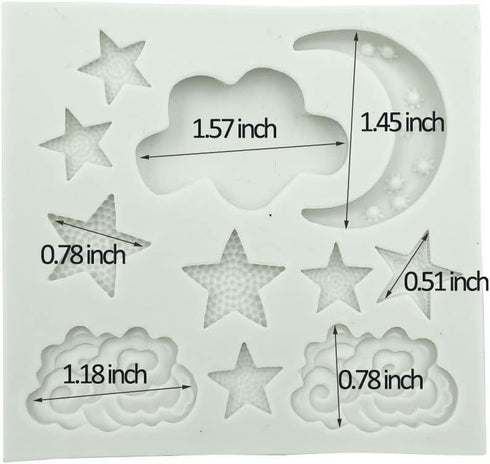 1Pc Star Moon Clouds Shaped Silicone Fondant Molds, Candy Chocolate Molds for DIY Cake Fondant Cookie Cloud Fondant Mold Moon For Candy Baking Sug...
