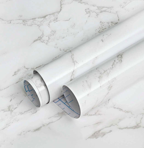 Grey White Marble Contact Paper Glossy Marble Peel and Stick Wallpaper Self Adhesive Wallpaper Glossy Waterproof Wallpaper DIY Removable Contact P...