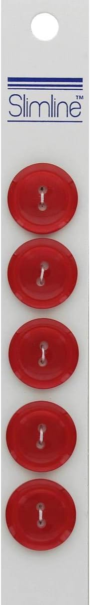 Slimline 2 Hole Buttons - 3/4 in. - Red 5 pc....