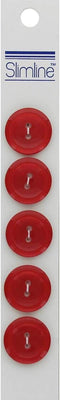 Slimline 2 Hole Buttons - 3/4 in. - Red 5 pc....