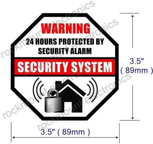 Front Self Adhesive Vinyl Outdoor/Indoor (4 Pack) 89mm X 89mm Home Business Security Burglar Alarm System Window Door Warning Alert Sticker Decals...