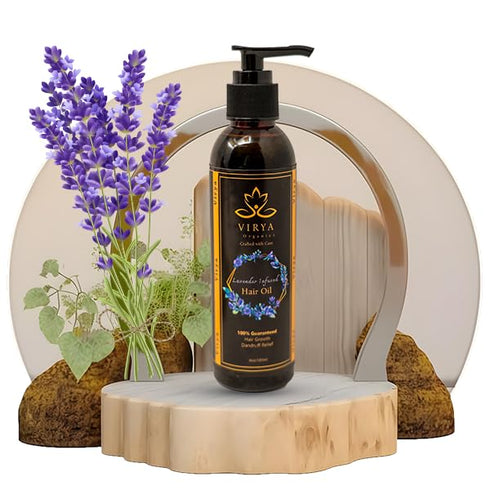 Lavender Infused Hair Growth Oil | For All Hair Types | 13 Ayurvedic Ingredients | Eliminates Dandruff | Reverses Premature Graying...