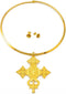 Ethiopian Cross Jewelry for Women - Ethiopian Jewelry for Women Set - Big Size Pendant Chokers Collar and 1Cm Small Earrings Etiopian Jewelry Sets...