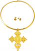 Ethiopian Cross Jewelry for Women - Ethiopian Jewelry for Women Set - Big Size Pendant Chokers Collar and 1Cm Small Earrings Etiopian Jewelry Sets...
