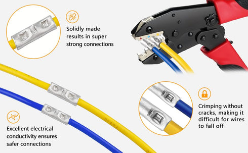 8 Gauge Non-Insulated Butt Connectors 40 PCS Butt Splice Connectors 8 AWG Marine Grade Tinned Copper Butt Splice Terminals 8mm² Seamless Uninsulat...