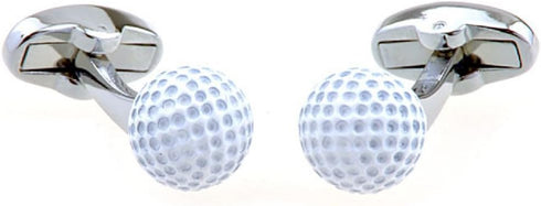 Golf Ball White Pair Cufflinks in Presentation Gift Box & Polishing Cloth...