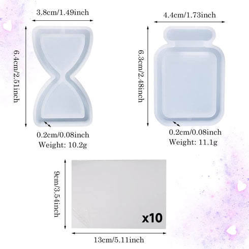 Resin Shaker Quicksand Mold Resin Charm Molds with 10 Seal Films Epoxy Resin Casting Molds for DIY Making Charm Keychain Pendant Jewelry Craft...