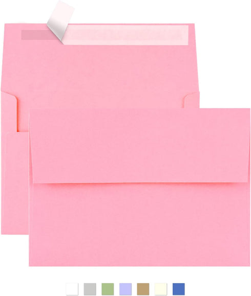 50 Pack A2 Envelopes for Invitations,4.37x5.75 Envelopes,A2 Envelopes Pink Self Seal,Printable Envelopes for Wedding,Invitation,Baby Shower,Envelo...