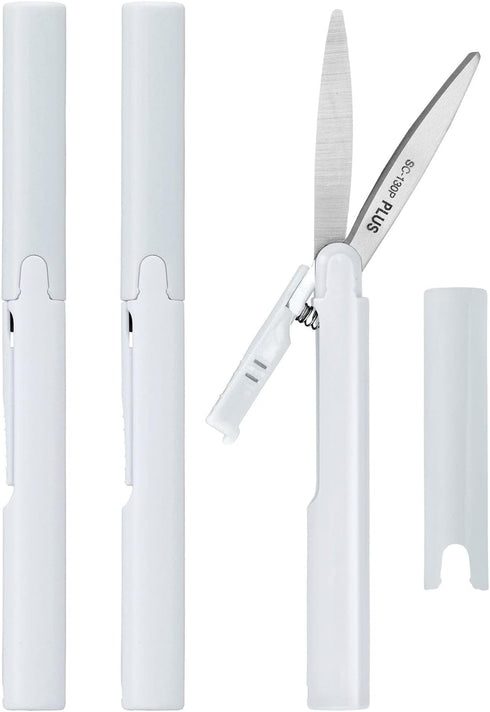 Plus Pen Style Compact Twiggy Scissors with Cover, 3-Pack White...