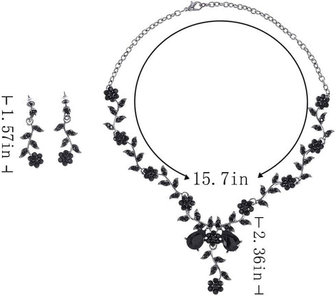 Rhinestone Wedding Set Floral Choker Necklace and Earrings Set Crystal Wedding Jewelry Set Bridal Jewelry Set for Women...