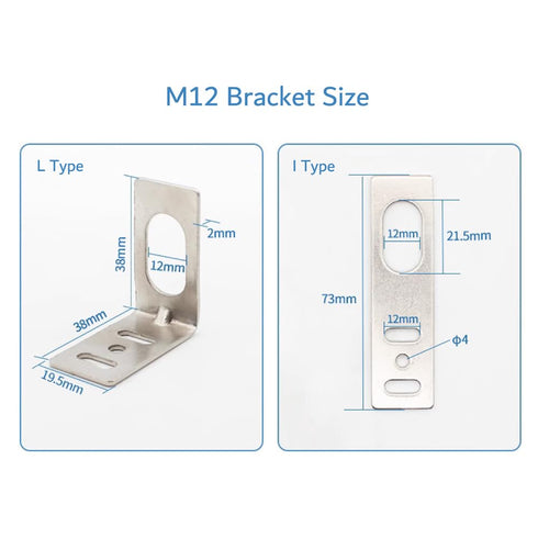 M12 Inductive Proximity Sensor LJ12A3-4-Z/BY Normally Open Detection Approach Switch PNP NO 3 Wire DC 6V-36V with I Type Bracket (2 Pack, PNP NO+I...