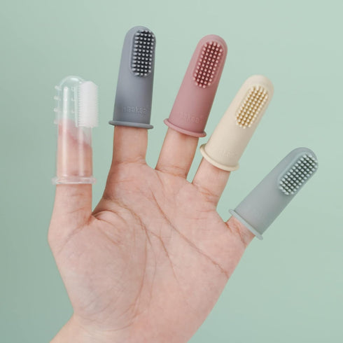 haakaa Silicone Baby Finger Toothbrush, Oral Care for Infants&Babies&Toddlers&Kids, Soft Food Grade Silicone, 0 Months+, 2 Pack, Blush...