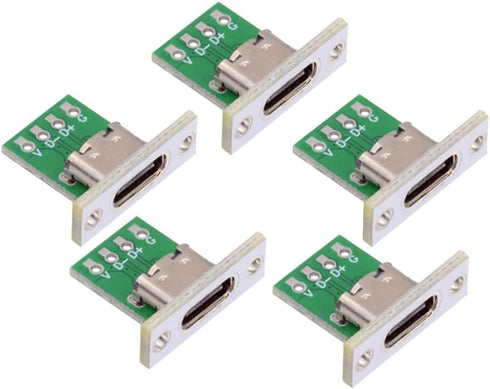 NFHK DIY OEM 5pcs/Set Type C Female Socket Connector Panel Mount Type with PC Board 24pin USB 2.0 Pinout...