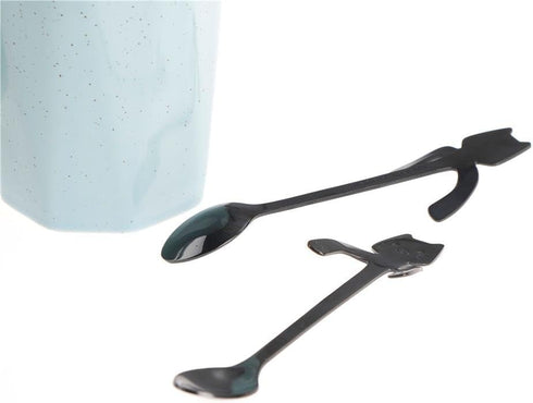 OBANGONG 4 Pcs Coffee Spoon Set - Mini Cat Hugging Kitty Tea Soup Sugar Dessert Appetizer Seasoning Bistro Hanging Cup Spoon...