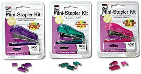 Charles Leonard, Inc Mini Staplers 6 Pack - 1,000 Staples each, Colors Vary...