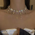 Jeairts Rhinestone Necklace Silver Crystal Choker Glitter Tassel Prom Necklace Full Crystal Necklaces Jewelry for Women and Girls...