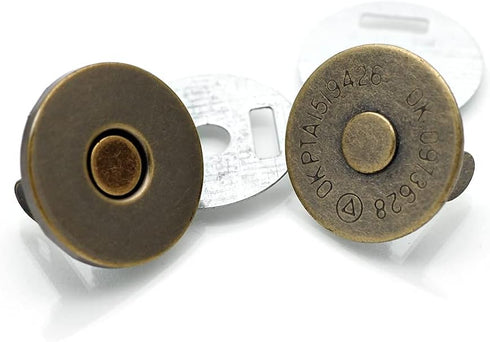 CRAFTMEMORE Thin Magnetic Snap Buttons Quality Strong Clasp for Purse Sewing Handbags Closures 6 Pack MNS (18mm, Antique Brass)...