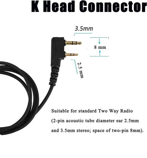 SAMCOM Walkie Talkies Earpiece with Mic PTT 2 Pin K Head Acoustic Tube Headset Earphone Surveillance Covert Air Tube Ear Piece FPCN30A FPCN10A Rad...
