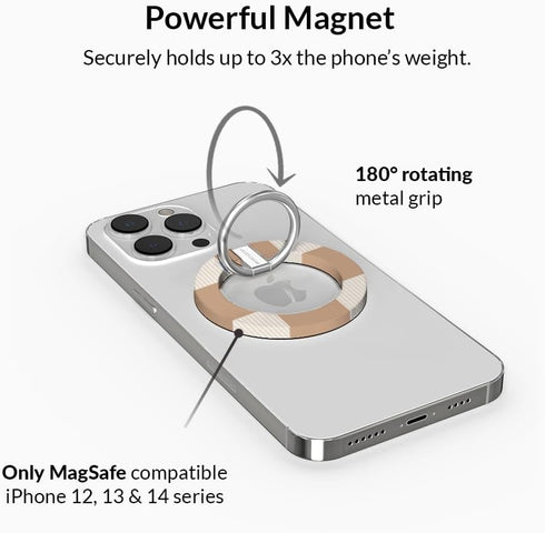 Velvet Caviar Compatible with MagSafe Phone Grip Ring Holder with Adjustable Stand - Removable Magnetic Accessories for iPhone 12, 13, 14, 15 (Nud...