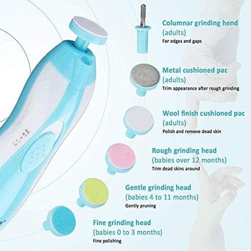 Baby Electric Nail File, 8 in 1 Safe Baby Nail Trimmer, Baby Nail Clippers with 6 Grinding Heads, Baby Nail Care Kit for All Ages...