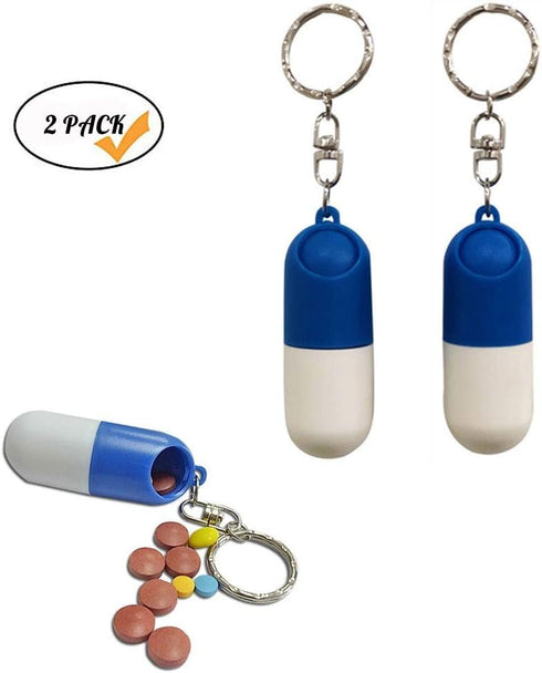 2 Pack Pill Case Keychain Portable Mini Pill Boxes Medicine Vitamin Holder case for Outdoor Travel Camping First Aid Pills Organizer...