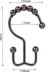 Metal Double Glide Roller Shower Curtain Hooks Rings,100% Stainless Steel, Set of 12 (Oil Rubbed Bronze)...