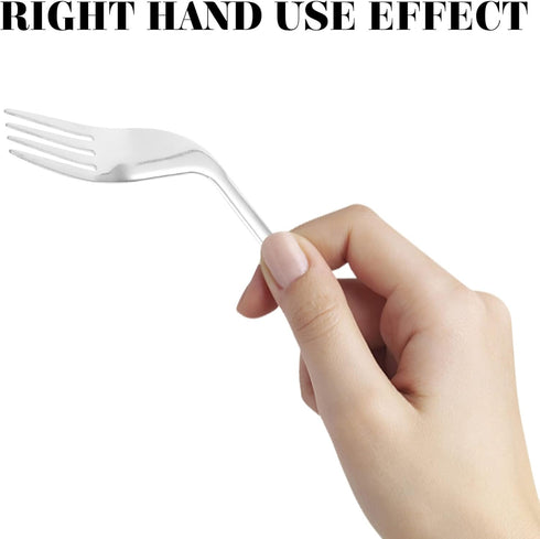 FOMIYES Adaptive Utensils Curved Fork Right Handed Angled Fork Cutlery Utensil Stainless Steel Eating Silverware for Hand Tremors Elderly Use...