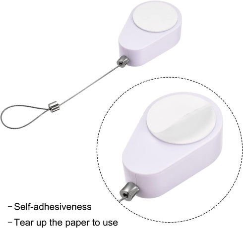 MECCANIXITY Retractable Cable Lock with Self-Adhesive, Remote Control Security Lock Anti-Lost Rope Hardware Cable Lock 600g Tensile Force White Pa...