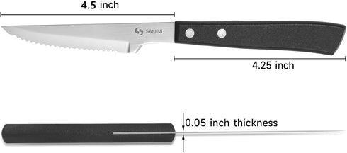 Steak Knives, Steak Knife Set of 6, German Stainless Steel Steak Knife Serrated...