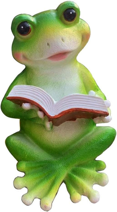 Reading A Book Frog Statue Frog Figurine Indoor Outdoor Garden Decor Animal Frog Statue Sculpture Decoration Collectible Frog Figurine (Reading A ...