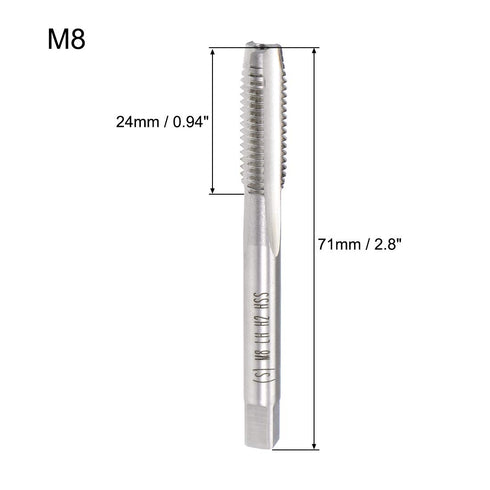uxcell Metric Machine Tap Left M8 Thread 1.25 Pitch H2 3 Flutes High Speed Steel...