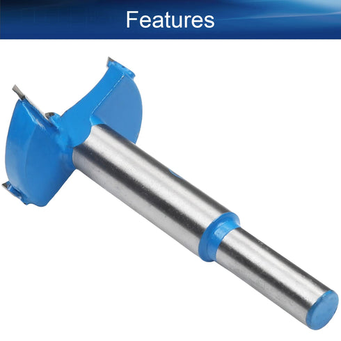 Auniwaig 40mm Dia Forstner Drill Bits Wood Hole Saw Auger Opener Cemented Carbide Round Shank 80mm Length Blue Woodworking Hinge Hole Drilling Bor...