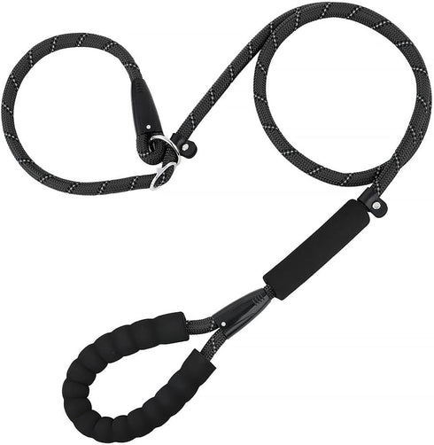 Dog Leash-Heavy Duty Long Dog Leash for Puppy, Small, Medium, and Large Dogs (Black Rope - Handle & Collar, 6 Feet)...