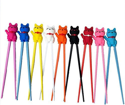 Cute Tableware Learning Training Helper Chopsticks for Kid Beginner Adult (3pcs, Lucky cat)...