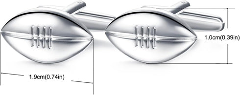HONEY BEAR Rugby Ball Football Sport Cufflinks for Men Shirt Wedding Gift Silver...